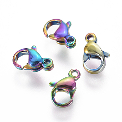 Rainbow Color Ионное покрытие (ip) 304 застежки-клешни из нержавеющей стали, застежки на спусковой крючок, Радуга цветов, 9x6x3 мм, отверстие : 1.2 мм