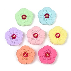 (52) Непрозрачная лаванда Бусины из пищевого силикона с цветочным узором, DIY уход за ожерельем, разноцветные, 29.5x30x7.5 мм, отверстие : 2.5 мм