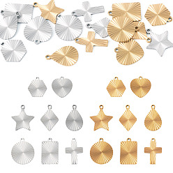 Mixed Shapes 16 шт 16 стили 304 подвески из нержавеющей стали, реальный 18 k позолоченный и цвет нержавеющей стали, очарование смешанных форм, 14~17x11~15x1.5 мм, отверстие : 1.2~1.6 мм, 1 шт / стиль