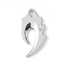 Platine Pendentifs en alliage, sans cadmium et sans plomb, charmes de forme dentelée, platine, 50x25x3mm, Trou: 4x7mm