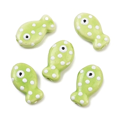Светло-зеленый Фарфоровые бусины ручной работы, рыба, пастельный фарфор, светло-зеленый, 19x11~12x7.5~8 мм, отверстие : 2 мм