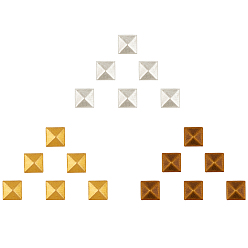 Mixed Color Brass Hotfix Iron On Rivets, Flat Back Pyramid Studs, Flatback Glue on Studs, Mixed Color, 6x6x2.3mm, 3 Colors, about 150pcs/color, 450pcs/box