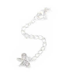 Посеребрённый Латунные микро-паве кубические цирконии заканчиваются цепочками, без кадмия, без никеля и без свинца, бантом, 925 серебро покрытием, 73 мм, отверстие : 2.5 мм