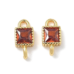 (123L) Белый крем непрозрачный блеск Латунные подвески-коннекторы с квадратными фианитами, инкрустированные кубическим цирконием, золотые, стойки покрытие, без кадмия и без свинца, долговечный, огнеупорный кирпич, 10.5x5x2.5 мм, отверстия : 1.5 mm и 1.8 мм