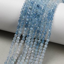 Аквамарин Нити из бусин бирюзового цвета с градиентным переходом цвета, натурального дьявольского синего., круглые, граненые, 3 мм, отверстие : 0.6 мм, около 127 шт / нитка, 15.47'' (39.3 см)