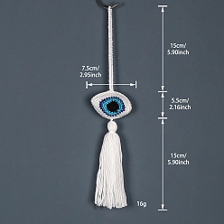 Белый Хлопковые плетеные подвески от сглаза, для домашней настенной подвески, автомобильные подвесные украшения, белые, 355x75 мм