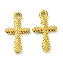 Настоящее золото 18K Ионное покрытие (ip) 304 подвески из нержавеющей стали, крест очарование, реальный 18 k позолоченный, 20x11.5x2 мм, отверстие : 2 мм