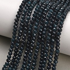 Noir Teints naturels blanches perles de jade brins, rondelle, facette, noir, 4x3mm, Trou: 0.9mm, Environ 118 pcs/chapelet, 13.78'' (35 cm)