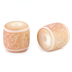 (966) Внутренний цвет Кристалл / Лиловато-лиловый на подкладке Гальванические стеклянные бусины, матовые, бочка с лозой, с покрытием цвета радуги, 12x11.5 мм, отверстия: 3 mm, 100 шт / пакет