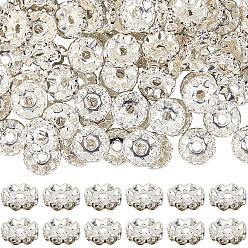 Кристалл 120 шт. Латунные бусины-распорки со стразами, класс А, волнистый край, рондель, кристалл, 12x4 мм