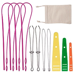 Mixed Color Sewing Tools, with Plastic Elastic Threaders Wear Elastic Band Tool Sets, Drawstring Bags and Stainless Steel Drawstring Threader with Tweezers Steel Bodkin, Mixed Color, 15.5x12.5x0.5cm