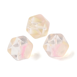 Champagner gelb Backfarbe transparente Glasperlen, Vieleck, facettiert, Champagner gelb, 11x11.5x11.5 mm, Bohrung: 1.5 mm