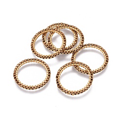 Coffee MIYUKI & TOHO Handmade Japanese Seed Beads, with 304 Stainless Steel Link Rings, Loom Pattern, Ring, Golden, Coffee, 22~23x1.7mm