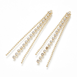 Настоящее золото 18K Медные серьги из жемчуга, кисточкой кулон, с шариковой цепью, без никеля , реальный 18 k позолоченный, 65x5x2.5 мм, отверстие : 1.5 мм