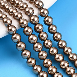 Верблюжий Выпечка из окрашенного перламутрового стекла жемчужные бусинки, круглые, верблюжие, 6 мм, отверстие : 0.8 мм, около 69~70 шт / нитка, 15.75~15.94 дюйм (40~40.5 см)