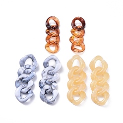 Mixed Color Acrylic Dangle Earrings, with 304 Stainless Steel Stud Earring Findings and Plastic Ear Nuts, Twist, Mixed Color, 67~84mm, Pin: 0.7mm