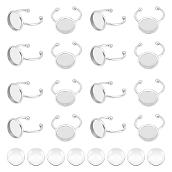 Нержавеющая Сталь Цвет Набор для самостоятельного изготовления пустого куполообразного кольца, в том числе 304 компоненты кольца для пальцев манжеты из нержавеющей стали, Кабошоны из стекла, цвет нержавеющей стали, внутренний диаметр: 17.9 мм, 60 шт / коробка