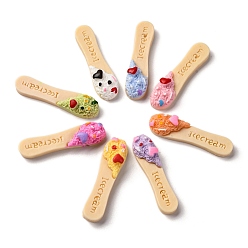 Stick Непрозрачная смола декодирует кабошоны, разноцветные, палочка для мороженого, 9~17x17~33x6.5~11.5 мм