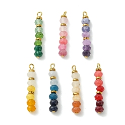(52) Непрозрачная лаванда 7шт. 7 цвета градиентный цвет окрашенные натуральные малазийские нефритовые подвески, Граненые подвески-рондели из бисера с петлями из нержавеющей стали, золотые, разноцветные, 304 мм, отверстие : 25.5~26x4.5 мм, 1.8 шт / цвет