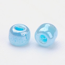 Pale Turquoise Glass Seed Beads, Ceylon, Round, Pale Turquoise, 2mm, Hole: 1mm, about 30000pcs/pound
