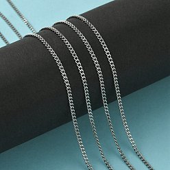 Stainless Steel Color 304 Stainless Steel Curb Chain Twist Link Chains, Unwelded, Faceted, Stainless Steel Color, 3x2.2x1mm