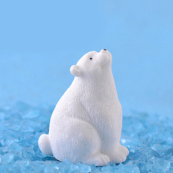 Белый Миниатюрные украшения сидящего белого медведя, аксессуары для домашнего кукольного домика с микро-ландшафтом, притворяясь опорными украшениями, белые, 42x34 мм