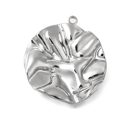 Нержавеющая Сталь Цвет Антикоррозийные 304 подвески из нержавеющей стали, , плоский круглый шарм, цвет нержавеющей стали, 30.5x28x5 мм, отверстие : 1.8 мм