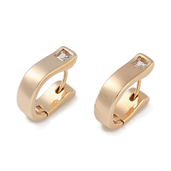Настоящее золото 18K Латунные серьги-кольца из прозрачного кубического циркония, реальный 18 k позолоченный, 14x4.5 мм