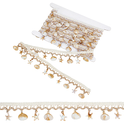 Белый Навахо 3.2 ярдов полиэстера с пластиковой оболочкой и лентами в виде морских звезд, Этнический стиль, навахо белый, 1-5/8~1-3/4 дюйм (40~45 мм)