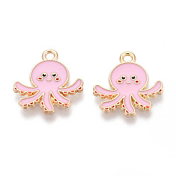 Осьминог Подвески из сплава морских животных с эмалью, золотой свет, осьминог, 17.5x16.9x1.1 мм, отверстие : 1.8 мм