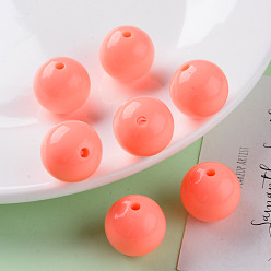 Dark Salmon Opaque Acrylic Beads, Round, Dark Salmon, 20x19mm, Hole: 3mm, about 111pcs/500g