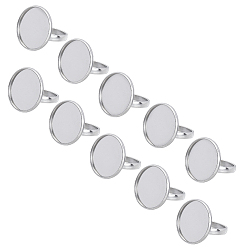 Нержавеющая Сталь Цвет Наборы для изготовления колец для пальцев своими руками, с регулируемыми 304 кольцами из нержавеющей стали, прозрачные стеклянные кабошоны и контейнер, плоско-круглые, цвет нержавеющей стали, 11.8x7.2x3.5 см, 40 шт / коробка
