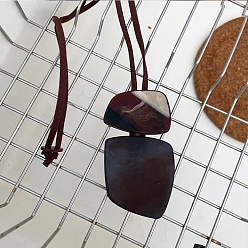 Кокосово-Коричневый Самородки геометрические смоляные подвески искусственная замша шнур длинные ожерелья, кокосового коричневый, 43.31 дюйм (110 см)