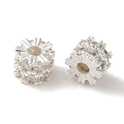 Серебро Стойка покрытие латунь проложить прозрачные бусины кубического циркония, долговечный, без кадмия и без свинца, колонка, серебряные, 7x5 мм, отверстие : 2 мм