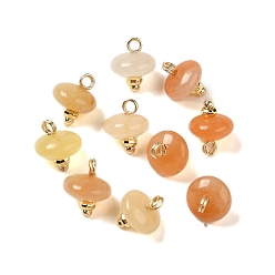 Красный Авантюрин Подвески-рондели из натурального красного авантюрина с латунными петлями с покрытием стойки, реальный 18 k позолоченный, долговечный, 9.5~11x8~8.5 мм, отверстие : 1.8 мм