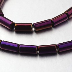 С Фиолетовым Покрытием Гальванизировать немагнитных синтетический гематит нитей бисера, трубка, с фиолетовым покрытием, 8x4 мм, отверстие : 1~1.5 мм, около 51 шт / нитка, 15.7 дюйм