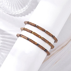 Кокосово-Коричневый 3 Браслеты из натуральной слоновой яшмы и синтетического гематита, плетеные из бусин, для мужчин и женщин., кокосового коричневый, внутренний диаметр: 2-1/8~3-1/2 дюйм (5.5~9 см)