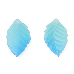 Sky Blue Plastic Pendants, Leaf, Sky Blue, 15.7x9.5x2mm, Hole: 1mm