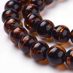 Темно-Оранжевый Серебряная фольга из фольги, круглые, темно-оранжевый, 10 мм, отверстие : 2 мм, 40 шт / нитка, 14.57 дюйм