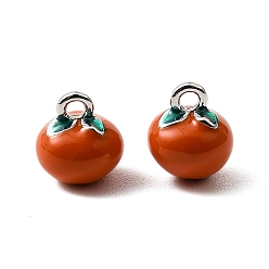 Помидор Латунь эмаль прелести, без кадмия, без никеля и без свинца, Реальная платина, фрукты, помидор, 8x7 мм, отверстие : 1.2 мм