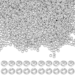 Посеребрённый 2000 шт. латунные обжимные бусины, рондель, 925 серебро покрытием, 2x2x1 мм, отверстие : 1.2 мм, 2000 шт / комплект