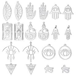 Нержавеющая Сталь Цвет 20 шт 10 стиль 201 подвески из нержавеющей стали, лазерная резка, полый, разнообразные, цвет нержавеющей стали, 12~38.5x13~32x1 мм, отверстие : 1.5~3 мм, 2 шт / стиль