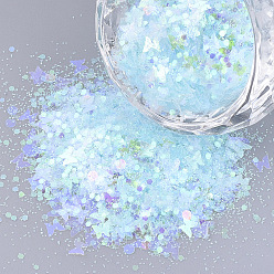 Светло-голубой Аксессуары для орнаментов, пластиковые пайетки / блестки из пвх, нет отверстий / неосвещенных бусинок, разнообразные, светло-голубой, 1~5x1~5x0.1 мм