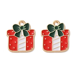 Box Подвески из эмали и сплава, Новогодняя тема, золотой свет, коробка, 18x15x1.2 мм, отверстие : 1.6 мм