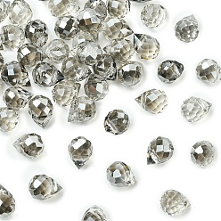 Серый 50 шт. Гальванические стеклянные бусины, слеза, гальваническое покрытие, граненые, серые, 8x6 мм, отверстие : 1 мм