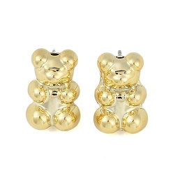 Golden Bear CCB Plastic Stud Earrings for Women, with 304 Stainless Steel Pin, Golden, 18x12mm