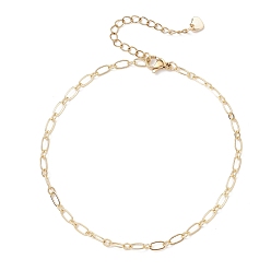 Золотой Браслеты на ногу из латунных овальных цепочек Фигаро для женщин, золотые, 9 дюйм (228 мм)