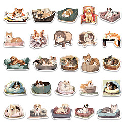 Mixed Color 50Pcs Waterproof PVC Dog Cat Stickers Set, Adhesive Label Stickers, for Water Bottles, Laptop, Luggage, Cup, Computer, Mobile Phone, Skateboard, Guitar Stickers, Mixed Color, 53.7x52.1mm