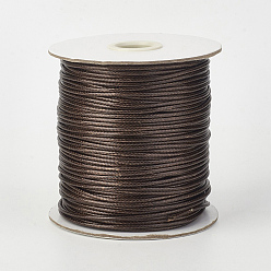 Coffee Eco-Friendly Korean Waxed Polyester Cord, Coffee, 2mm, about 90yards/roll(80m/roll)