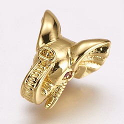 Золотой Латунные микро проложить кубического циркония бусы, слон, золотые, 15.5x12.5x10 мм, отверстие : 2 мм